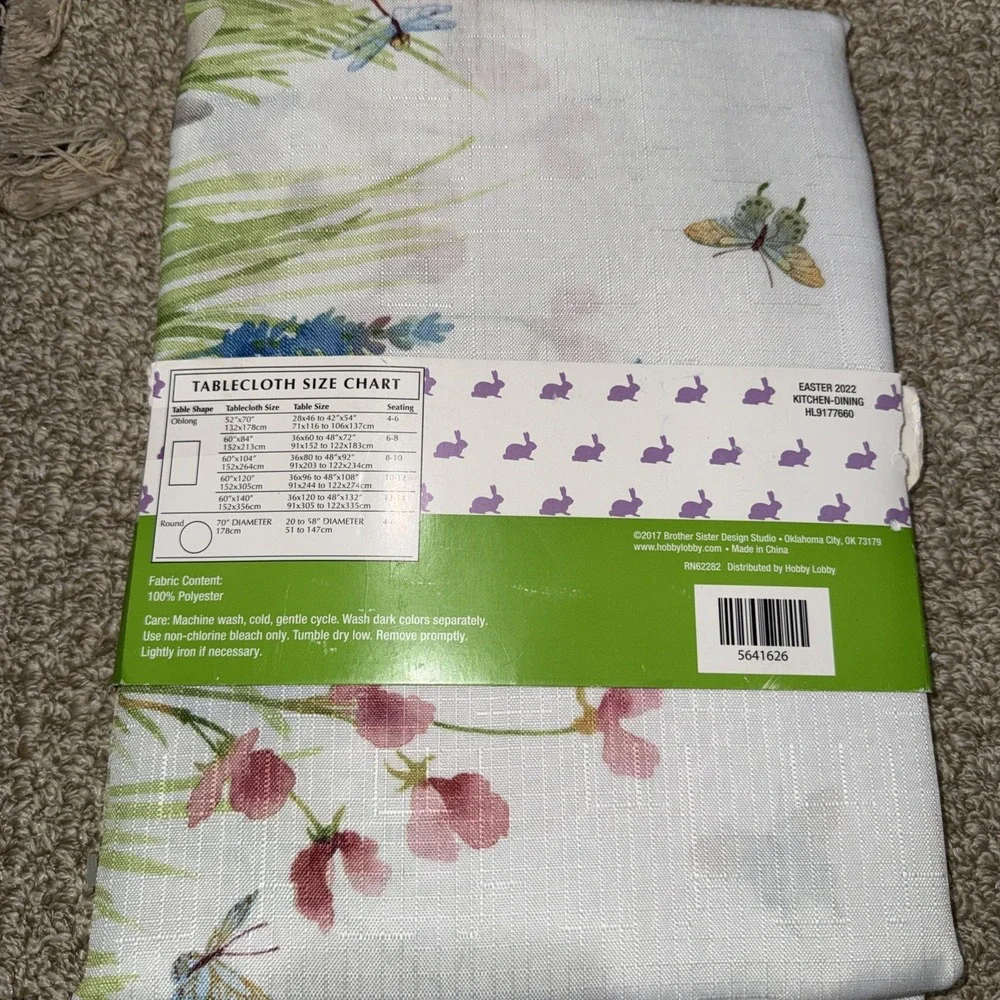 Easter Tablecloth‎ Bunnies Spring Pattern 60x104 Rectangle 2022 New Hobby Lobby